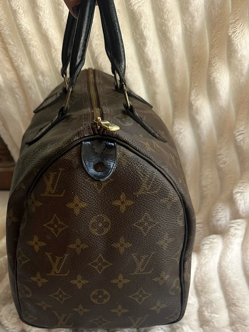 Louis Vuitton Speedy 30 Hand-Painted Black Handles & Piping